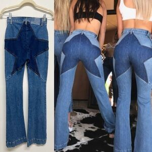 REVICE Denim Womens Boho Two Tone Special Edition Venus Star Flares Size 24